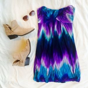 Tye Dye BoHo Strapless Dress